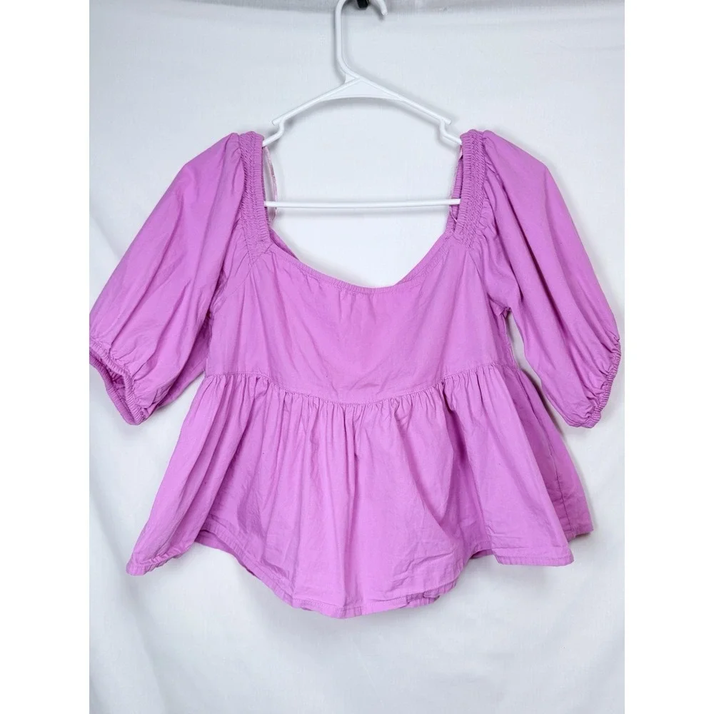 Free People Veronica Sweetheart Pink Babydoll Peplum Top XS